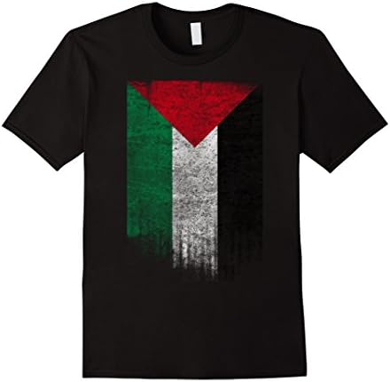 Men's Palestine Palestinian National Flag Distressed Shirt Small Black