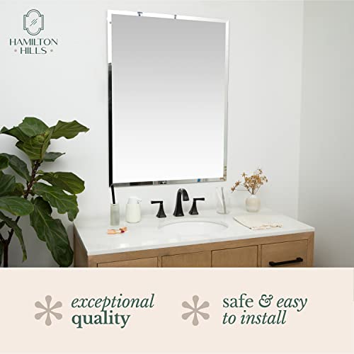 Hamilton Hills 30x40 inch Frameless Rectangular Mirror Large Polished Glass Core Back