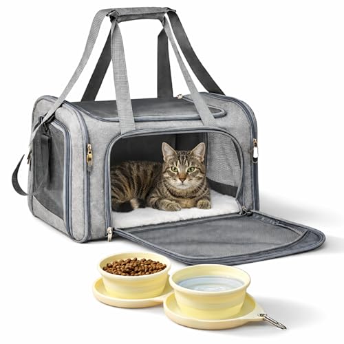 PAW PANACHE - Airplane friendly cat carrier - Soft and foldable bag up to 8 kg with handle and strap - ideal for travel and car