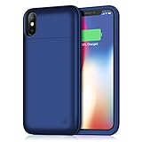 iPhone X Battery Case 5200mAh, Gixvdcu Portable Charging Case for iPhone X 10 (5.8 Inch) 4 LED Indication Ultra Slim Extended Backup Protective Cover - Blue