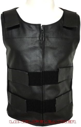 Men's Leather Bullet Proof Style Motorcycle Biker Vest New All Sizes (XXX-LARGE)