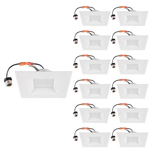 OSTWIN (12 Pack) 6 Inch Dimmable Square LED Ceiling Lights, LED Retrofit Recessed Downlight 12W (100W Replacement) 1000 Lm, 3000K (Warm Light), Wet Rated, Energy Star and ETL Listed