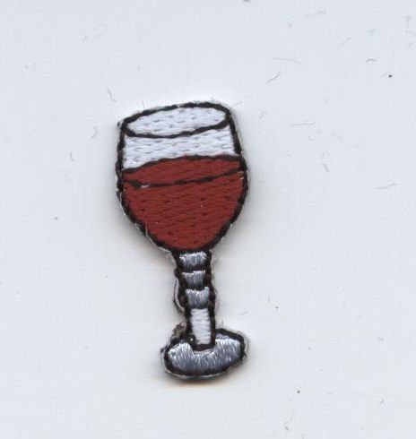 Small Red Wine Glass Iron on Embroidered Patch