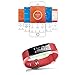 moreFit Fitness Tracker, Slim HR Plus Heart Rate Smart Bracelet Pedometer Wearable Waterproof Activity Tracker Watch, Silver/Red