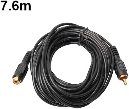 LjQQjDz 1RCA Male to 1RCA Female M/F Audio Video Adaptor Connector Extension Cable - Black 7.6M