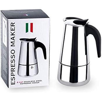 Zeroomade Stovetop Espresso Moka Pot 4-Cup Stainless Steel Mocha Espresso Cappuccino and Latte single-origin pour Percolator Coffee Maker Pot 200ML 6.76 oz