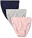 Wacoal Women's B Smooth 3 Pack Hi Cut Brief Panty, Hi Rise Gray/Crystal Rose/Peacoat Blue, Large