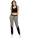 SweatyRocks Women Pants Colorblcok Casual Tie Waist Yoga Jogger Pants, Black Grey Colorblock, Large