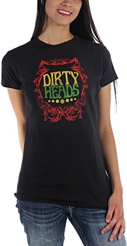 Dirty Heads - Womens Rasta Border T-Shirt, Small, Vintage Coal