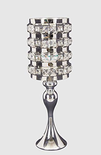 New Galaxy Chrome Finish Metal and Crystal Shade Table Lamp, 19-inch Tall