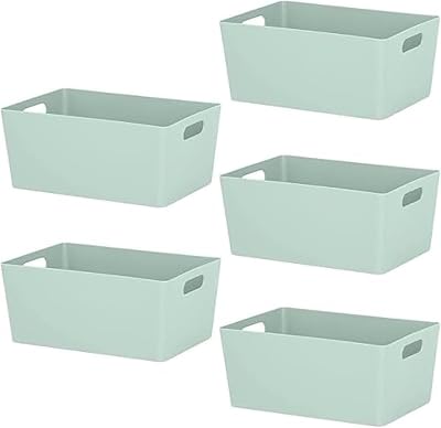 Niftii 5-Pack Plastic Storage Baskets with Handles 3.9L 17x25x11cm