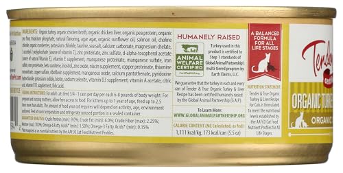 TENDER AND TRUE PET FOOD ORGANIC TURKEY & LIVER CAT FOOD, 156 GR