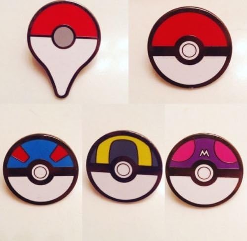 Pokemon Pokeball Pins Badges Set Of 5 Go Pins Kanto