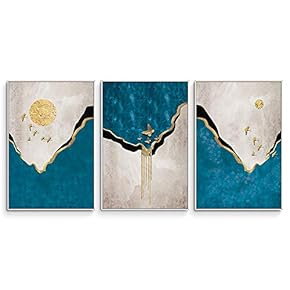 3 Piece Framed Canvas Wall Art Abstract Mountain Canvas Prints Home Artwork Decoration for Living Room,Bedroom - 16"x24"x3 Panels