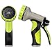VicTsing 2nd Version Garden Hose Nozzle, 9 Patterns Heavy-Duty Spray Nozzle with 10 Washers, High Pressure and Slip Resistant TPR Cover for Garden Life