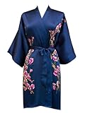 Old Shanghai Women's Silk Kimono Short Robe - Handpainted