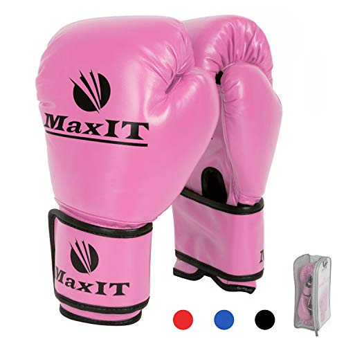 MaxIT Boxing Training Gloves for Kickboxing Punching Bag Mitt Sparring MMA Muay Thai or Fighting Sports - Pink 14oz