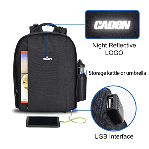 CADeN Camera Backpack Professional DSLR Bag with USB Charging Port Rain