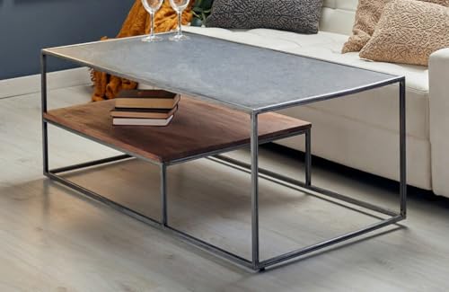 MESA CENTRO STONE ACACIA/METAL/PIEDRA 120X60X45 CMS. 120x60x45 cms