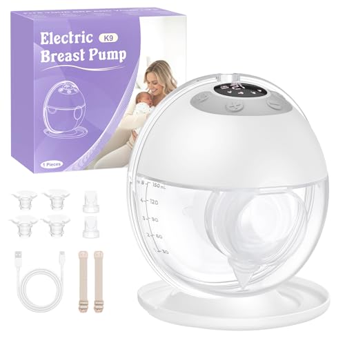 Haokoo Electric Hands-Free Breast Pump for Nursing Mothers, Portable Electric Breast Pump for Beginners, Leak-Proof, 4 Modes & 12 Levels, with 17/19/21/24/27 mm Flanges, Pack of 1