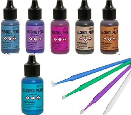 Tim Holtz Alcohol Pearls Bundle 11 Bottles Plus Blending Tools (Set 2-6 Colors)