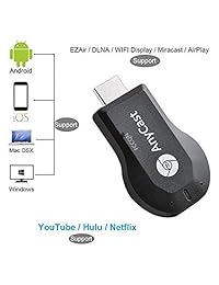 FCCQN RK Anycast M9 Upgraded Wireless HDMI TV Dongle Screen Mirror 1080P Mini Wireless Display Receiver Support chromecast Miracast DLNA Airplay for iOS Android Windows Mac TV Projector