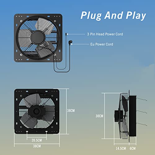 Brogachy 300 mm Shutter Extractor Fan with PWM Speed Control 1580 m³/h Air Extractor for Attic Ventilation, Workshops and Garages, Greenhouse.