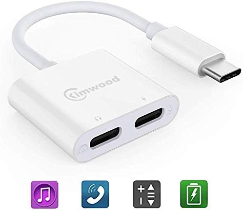 USB C Splitter, Kimwood USB C Headphone Charge Splitter 2-in-1 Adapter Compatible with Google Pixel 3/2, Sumsang Note 10, 2018/2019 iPad Pro and More
