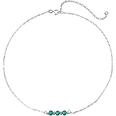 EnCharmed Sterling Silver Turquoise Delicate Choker, Handmade Minimal Dainty Gemstone Necklace, Adjustable Length 14-17 Inches, December Birthstone
