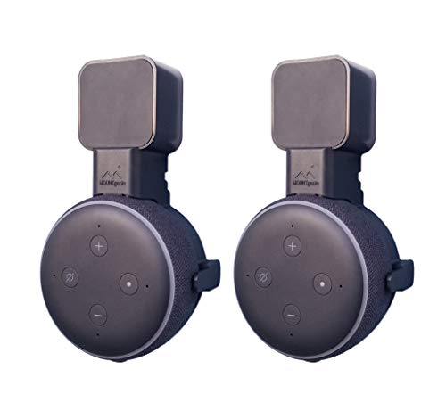 The Dot Genie | Amazon Echo Dot 3rd Gen Wall Mount | The Original Outlet Hanger | No Muffled Sound | Exposed Speaker Grill, Mics, and Lights | Designed in USA (Black, 2-Pack)