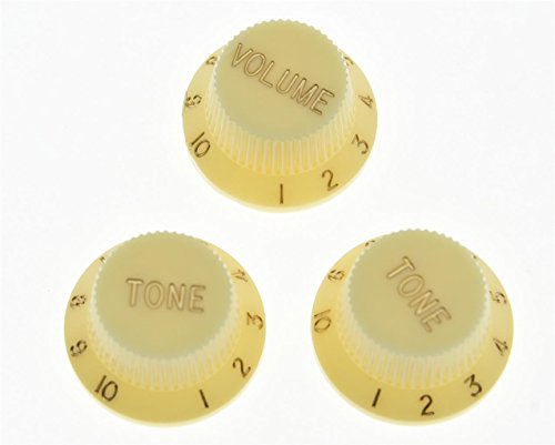 KAISH Set of 3 Aged White ST Strat Style Guitar Knob Volume Tone Knobs