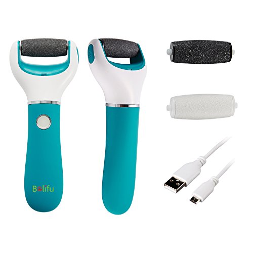 Belifu Electric Callus Remover Foot File Electronic Pedicure Tool Rechargeable Li-ion Battery with 1 USB Charging Line and 3 Rollers (Blue)