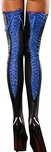 Women Charming Thigh-high Stockings Leather Lace-up Bow Long Socks by WYTong