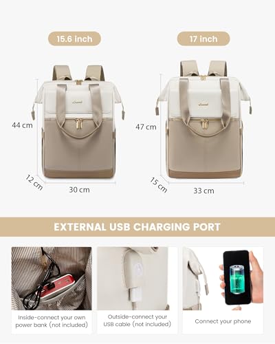 LOVEVOOK Women's Large Laptop Backpack with Laptop Compartment 17 Inch Travel Backpack Women's Waterproof Large Handbag Backpack Travel School Bag Modern Business Hand Luggage for Travel Holiday Office
