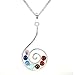 BEADNOVA 7 Chakras Healing Pointed Crystal Chakra Reiki Musical Symbol Gemstones Pendent Necklace Stainless Steel Chain 18