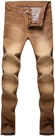 AmorGafas Men's Slim Fit Skinny Brown Jeans Trousers