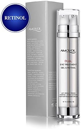 Eye Gel with Retinol for Dark Circles, Puffiness, Wrinkles and Bags, Day & Night Anti-Aging Eye Treatment Cream for Under and Around Eyes, Birthday Gift for Women and Men, 2 x 0.85oz
