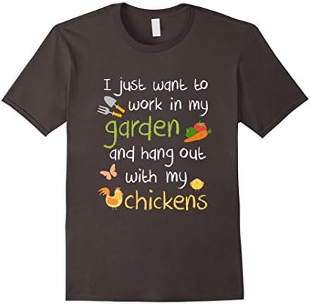 Mens Work In My Garden Hang Out With My Chickens Funny T-shirt Large Asphalt