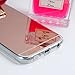 Bling Galaxy S6 Case - Mavis's Diary Pink Mirror Soft TPU Design 3D Handmade Lovely Hot Pink Bow with Cute Fluff Ball Bling Crystal Shiny Diamonds Clear Cover for Samsung Galaxy S6 (Non-Edge)