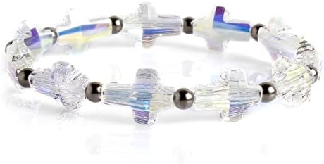 Bracelet 99.9% Pure Titanium Swarovski Cross Beads Charming Design Healthy Effects Length Option Verdii 55 (19 Centimeters)