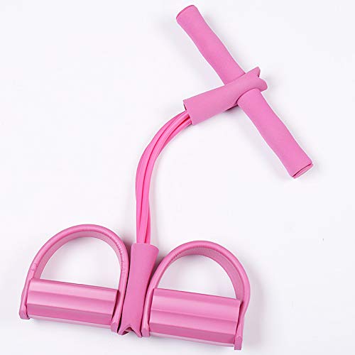 Tofreedomwind 20"*11" 4 Tubes Natural Latex Pedal Elastic Pull Rope Fitness Equipment Bodybuilding Expander for Abdomen/Waist/Arm/Leg Stretching Slimming Training (PINK)