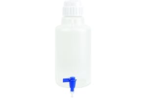 5L Round Carboy, Polypropylene, with Spigot & Polypropylene Screw Cap, Integrated Shoulder Lifting Handle, Karter Scientific 