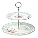 Linlins Elegant Bone China Rose Pattern 2-tier Cake Stand/ Cupcake Stand/ Pastry Serving Cake Stand In Gift Box (Rose B)