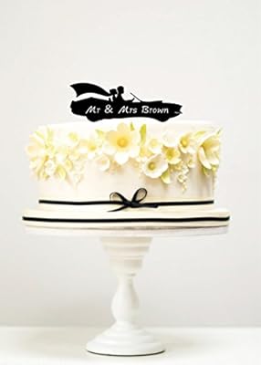 KISKISTONITE Cake Toppers Cool Racing Car Mr & Mrs Name Custom Personalized Wedding Cake Decoration Favors Party Cake Decorating Supplies -Bride & Groom
