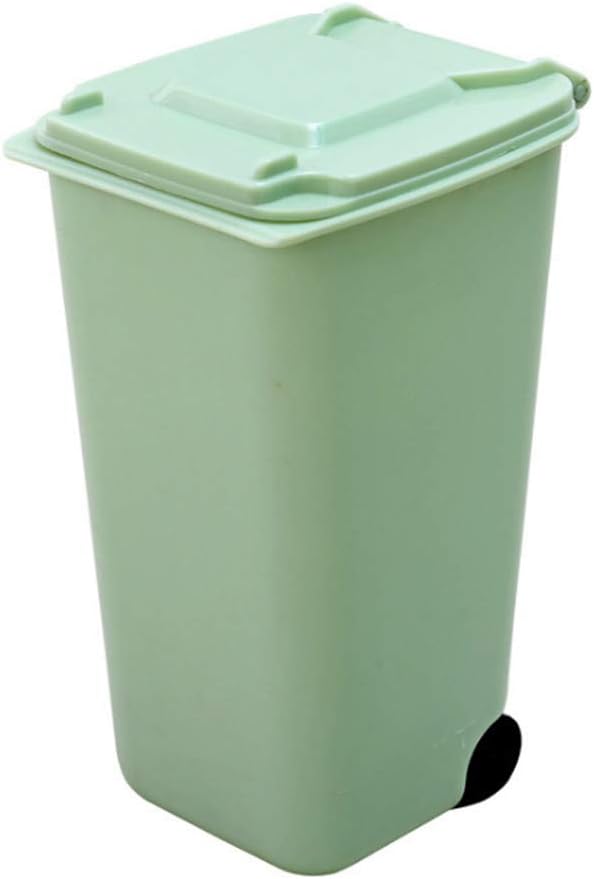 vijTIAN Plain Adorable Mini Plastic Trash Can Storage Bin Desktop Organizer Pen Pencil Holder (Green)