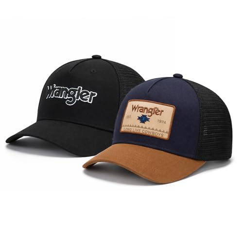 Montana West X Wrangler - Juego de 2 piezas de gorra de béisbol de malla transpirable estructurada con 7 paneles ajustables
