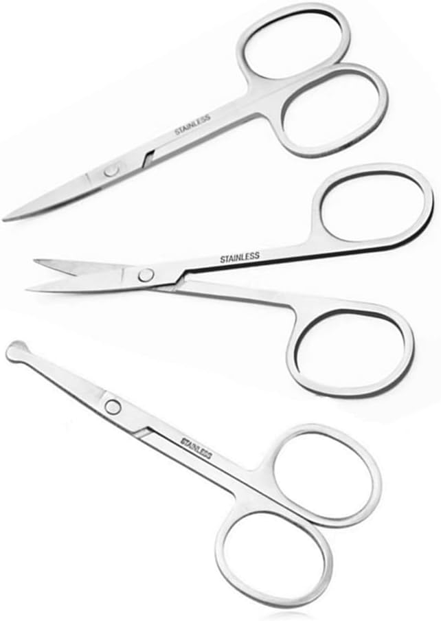 XUJINCN Small Scissors, 3.5in Beauty Scissors,for Personal Facial Hair Grooming ,Curved and Round Design, for Trim Men/Women