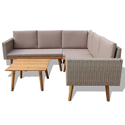 vidaXL Garten Sofagarnitur 4-TLG. Poly Rattan Grau Gartensofa Gartenmöbel Set – Bild 4