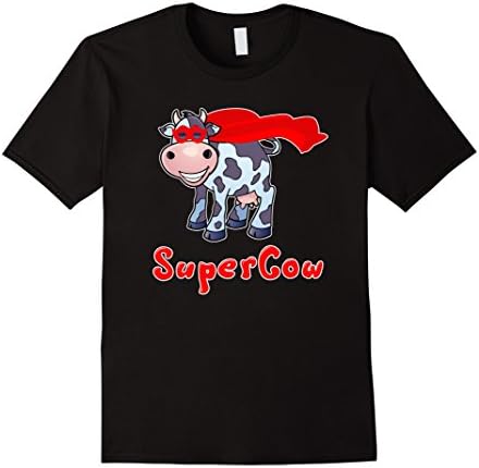 Mens SuperCow Superhero Cow Shirt for Men, Women, Kids Large Black