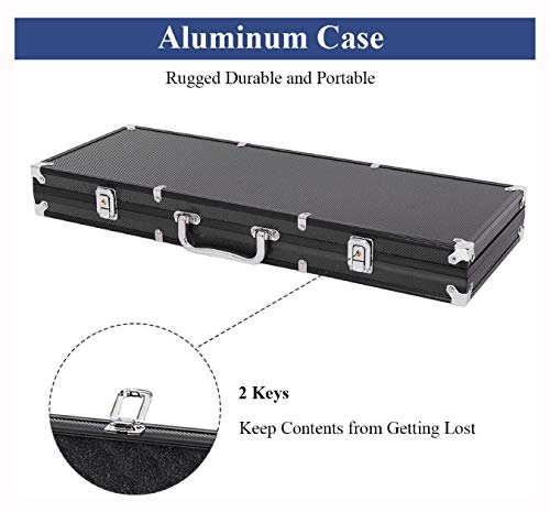 Poker Chip Carrier & Tray, Texas Holdem Cards with 500 Jetton and Dice in Aluminum Case, Black - Thumbnail 4